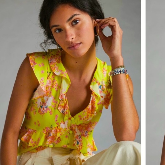 Anthropologie NWT Maeve Ashlee Ruffled Blouse Size 6. - Picture 1 of 9